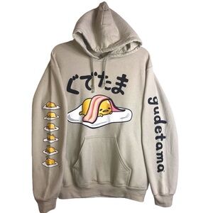 gudetama The Lazy Egg Sanrio Graphic Hoodie Hooded Pullover Sweatshirt S